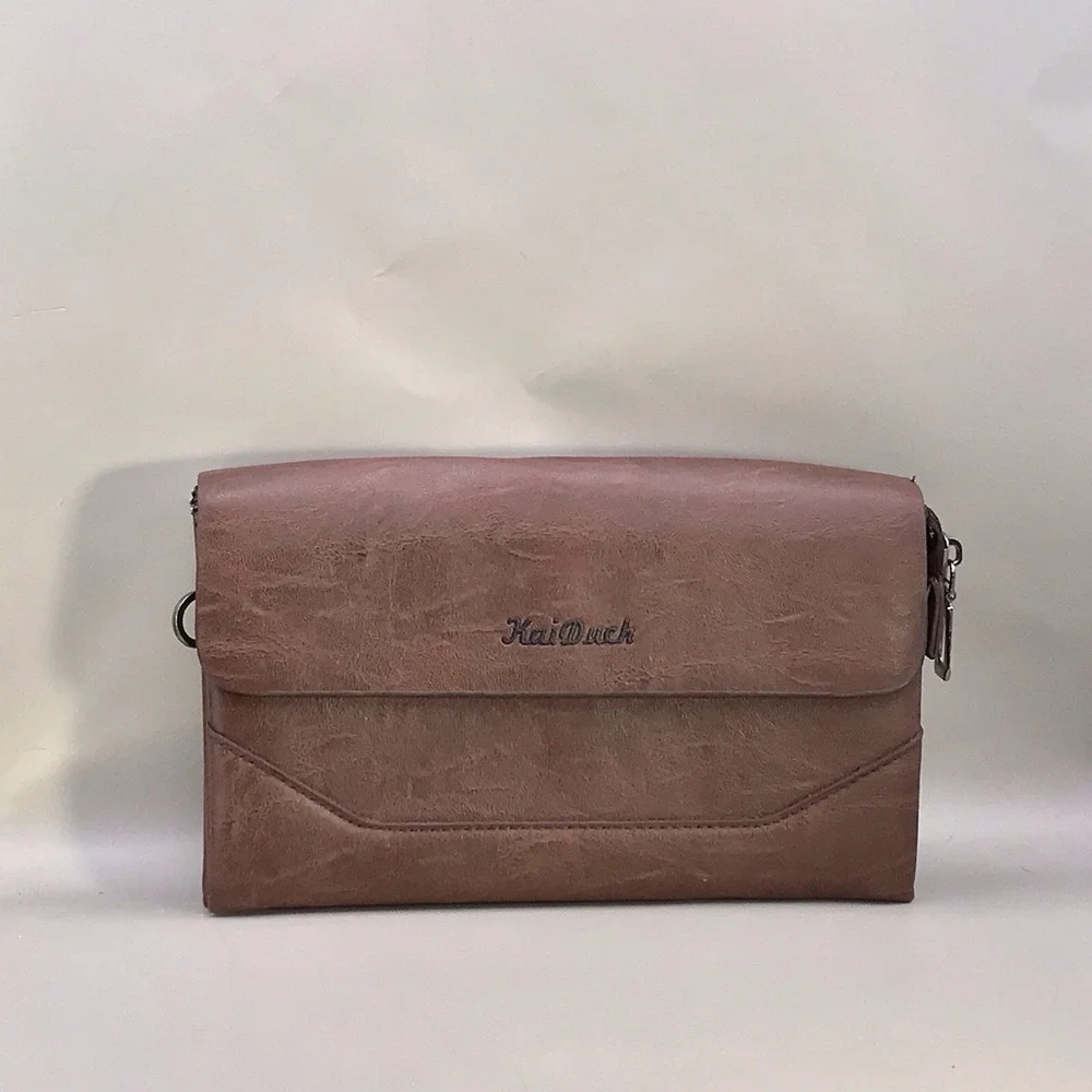 Kai Duch Brown Leather Wristlet Clutch MISSING STRAP‎